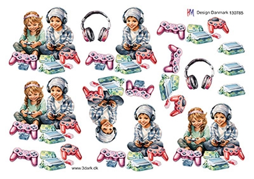 3D Børn med spillekonsol